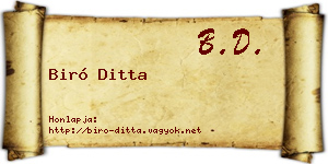 Biró Ditta névjegykártya